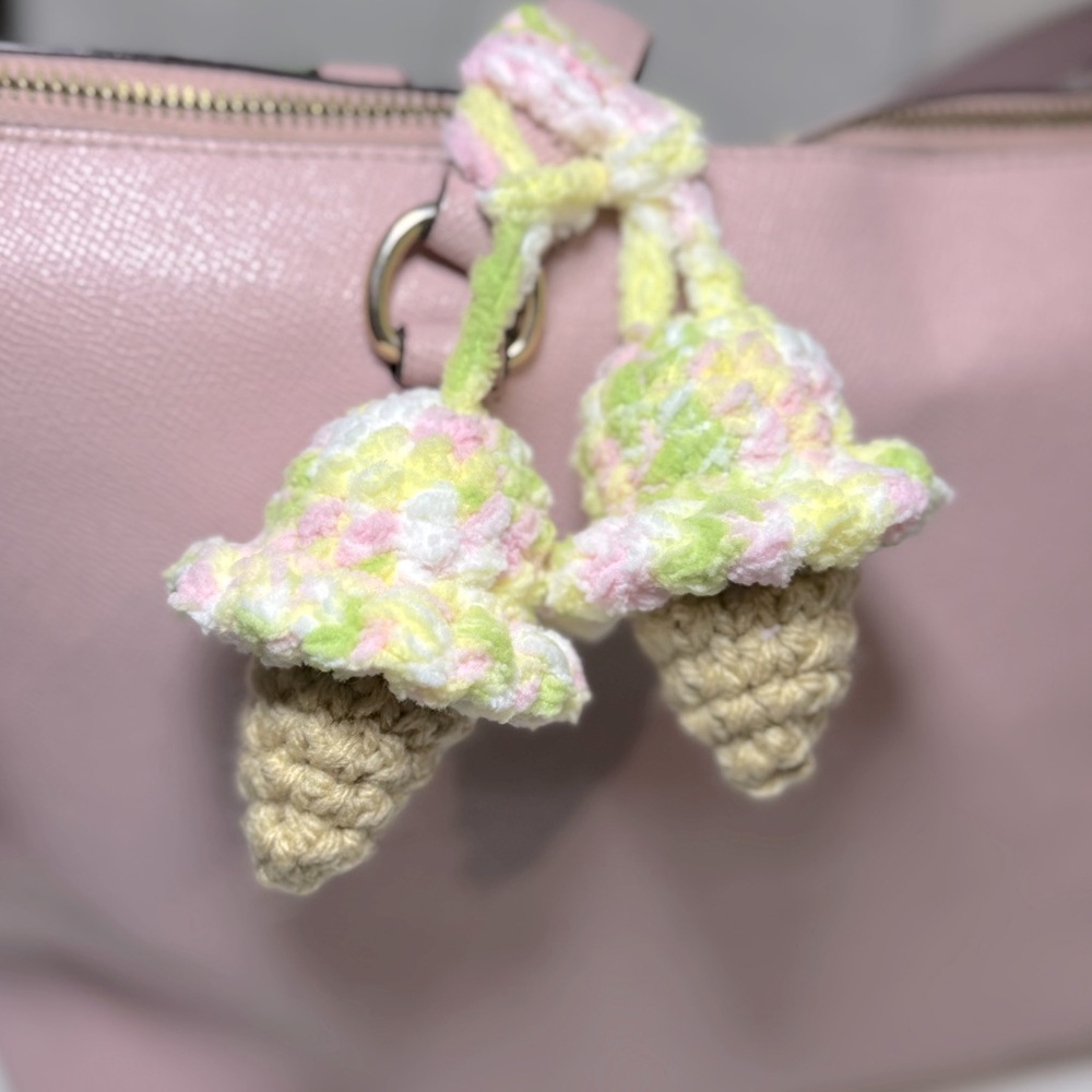 Crochet Sherbet Ice Cream Cone Bag charm